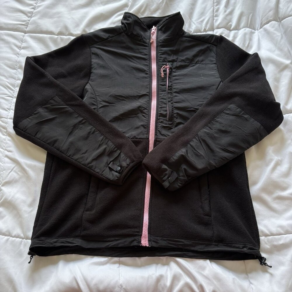 Mountain Fog Womens Size Medium Fleece Jacket Black Pink Zip Pockets Winter Fall